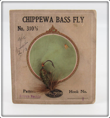 Shakespeare Brown Hackle Chippewa Bass Fly Lure On Card
