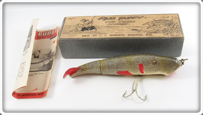 Vintage C.C. Roberts Glass Eye Natural Mud Puppy Lure In Box 