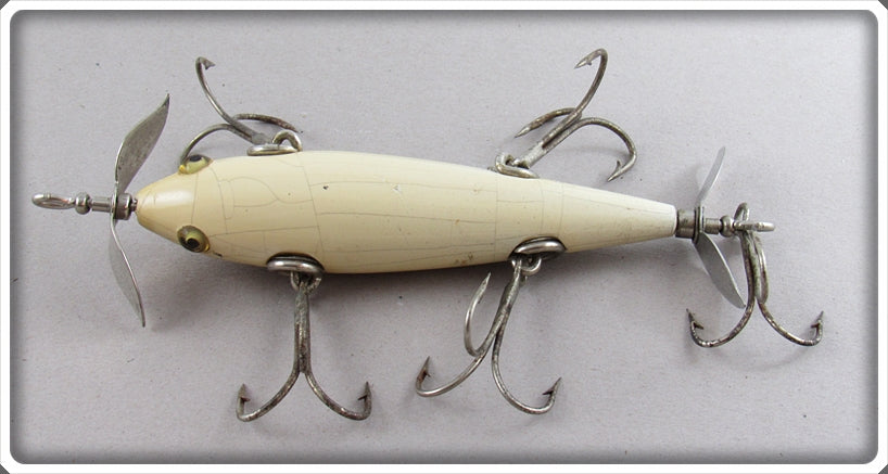 antique fishing hook pflueger Vintage Pflueger All White Five Hook Monarch Minnow Lure For Sale