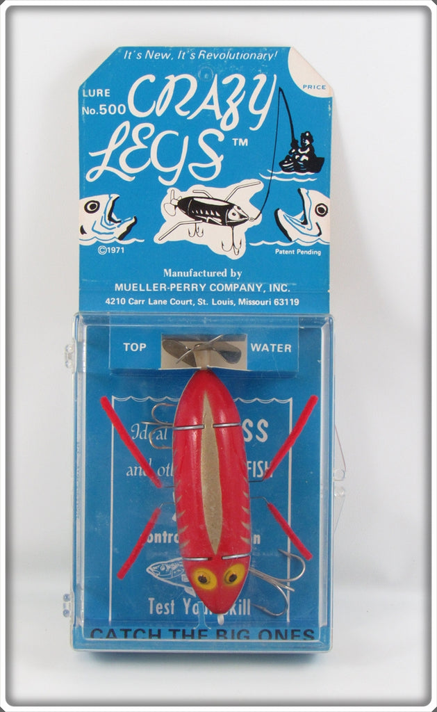 crazy legs fishing lure Vintage Mueller Perry Co Red Crazy Legs Lure In Box For Sale