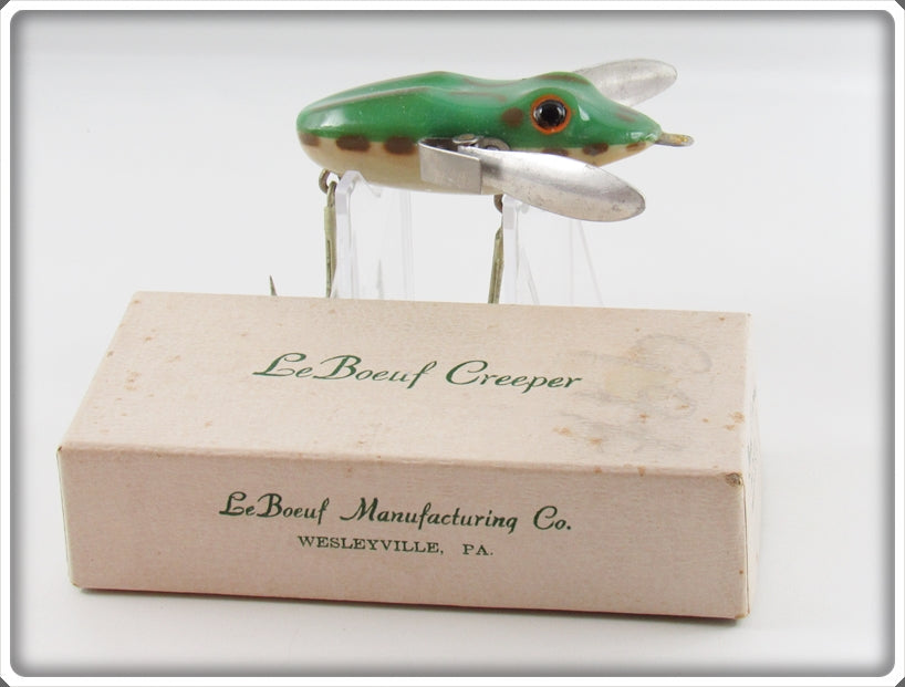 LeBoeuf Mfg Co Green Frog Bass Size LeBoeuf Creeper In Box For Sale