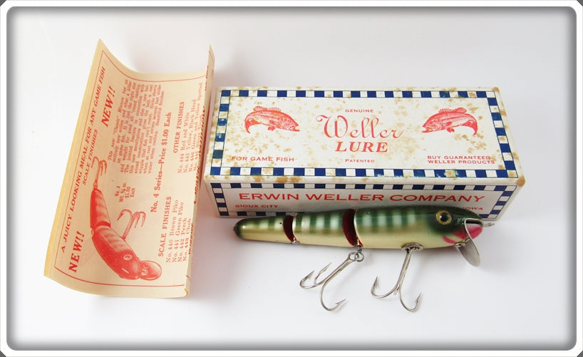 Vintage Erwin Weller Perch Jointed Minnow Lure In Box 142 For Sale