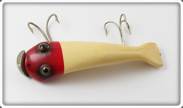antique paddle pup fishing lure Vintage Paw Paw Red & White Bullhead Lure 3504 For Sale