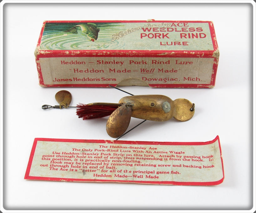 Vintage Heddon Weedless Ace Stanley Lure In Box 190 GP For Sale