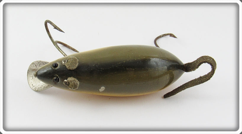 antique wooden mouse fishing lure Vintage Heddon Grey Meadow Mouse Lure 4000 GM For Sale