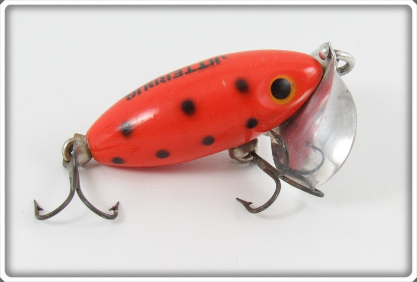 Vintage Arbogast Orange Black Dots 1/4 Ounce Jitterbug Lure For Sale