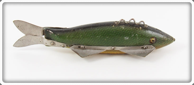 Vintage Heddon Green Scale Ice Decoy 409D For Sale