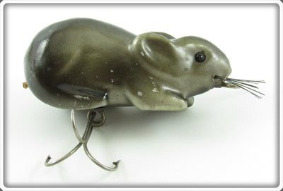 Vintage Wright & McGill Grey & Black Swimming Mouse Lure