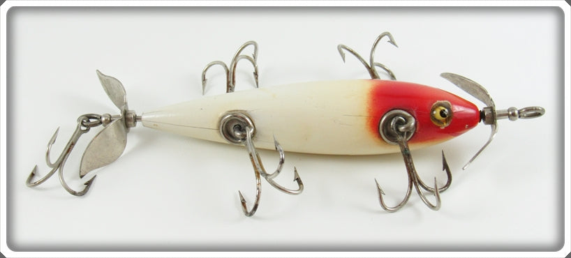 Pflueger White Red Head Five Hook Neverfail Minnow Lure 3168 For Sale