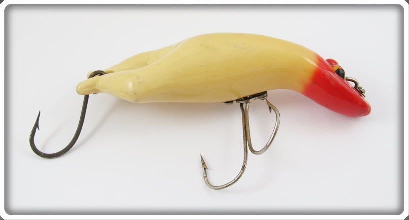 Vintage Heddon Red Head White Luny Frog Lure 3502 For Sale | Tough