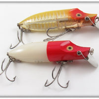 Vintage Abu Red Head White & Yellow Shore Hi Lo Lure Pair