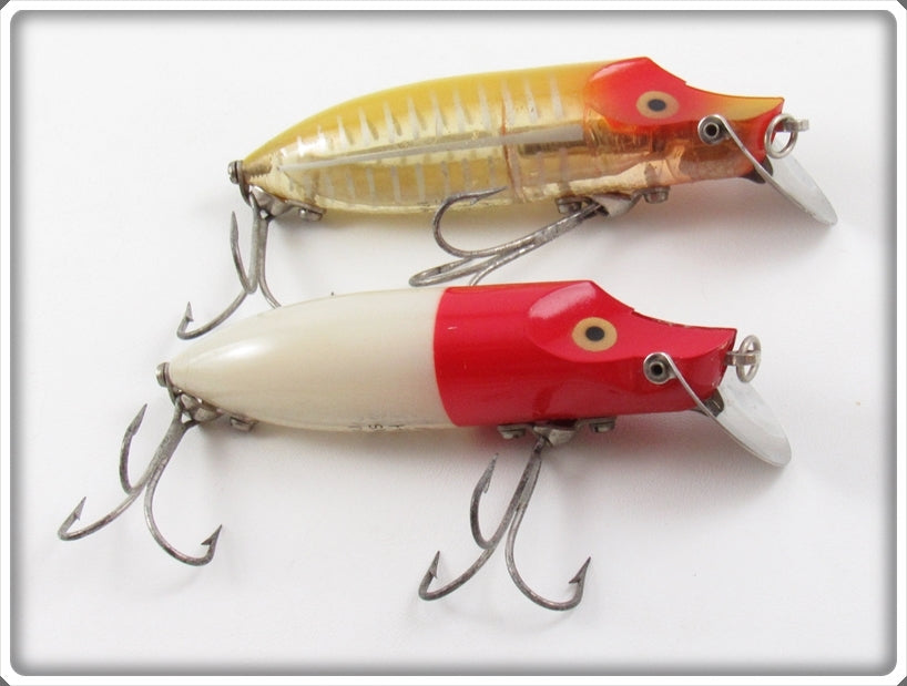 Vintage Abu Red Head White & Yellow Shore Hi Lo Lure Pair