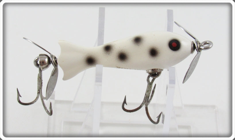 Vintage Heddon White Black Spots WBS Tiny Spook Lure