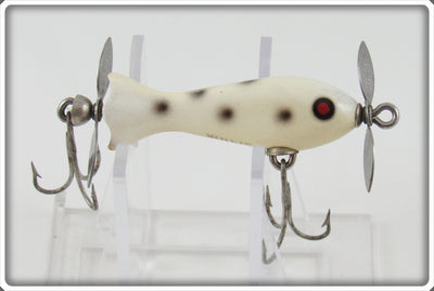 Vintage Heddon White Black Spots WBS Tiny Spook Lure