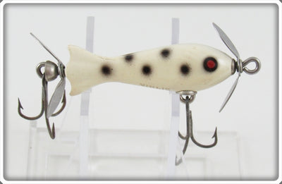 Vintage Heddon White Black Spots WBS Tiny Spook Lure