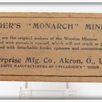 Antique The Enterprise Mfg Co Pflueger's Monarch Minnow Empty Wood Box