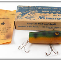 Bill Warren Frog Yellow Belly Live Action Minnow Lure In Box