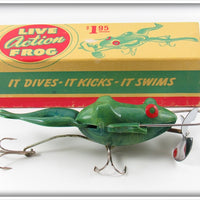 Vintage Action Frog Corp Green Live Action Frog Lure In Box