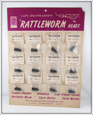 Vintage Capt. Jim Strader's Rattleworm Heads Dealer Display