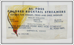 Vintage Al Foss Yellow Colored Bucktail Streamer In Package