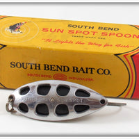 Vintage South Bend Chrome & Black Sun Spot Spoon Lure In Box