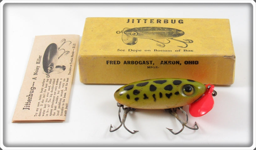 Arbogast Frog Plastic Lip Jitterbug Lure In Picture Box