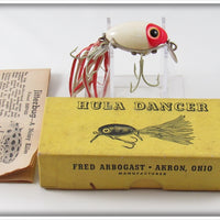 Vintage Arbogast Red & White Hula Dancer Lure In Picture Box