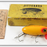 Arbogast Yellow Plastic Lip Jitterbug In Picture Box