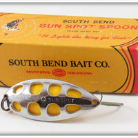 Vintage South Bend Chrome & Yellow Sun Spot Spoon Lure In Box