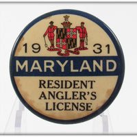 Vintage 1931 Maryland Resident Angler's License Pin