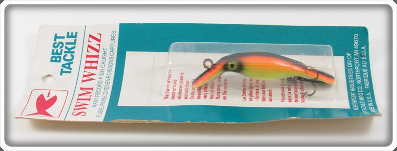 Vintage Best Tackle Orange, Yellow & Black Swim Whizz Lure On Card