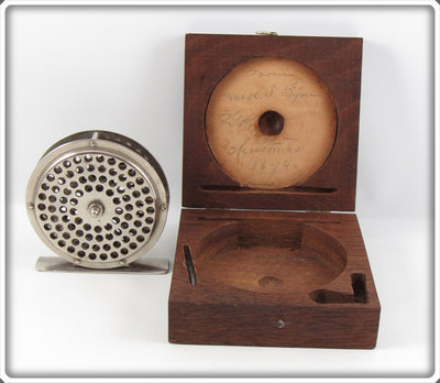 Antique Orvis Patent 1874 First Model Trout Reel In Wood Box For Sale