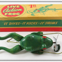 Vintage Action Frog Corp Green Live Action Frog Lure In Box