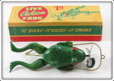 Vintage Action Frog Corp Green Live Action Frog Lure In Box