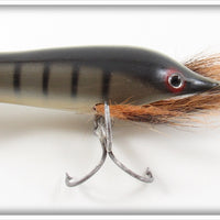 Vintage Wright & McGill Grey Black Stripes Bass Nabber Lure 