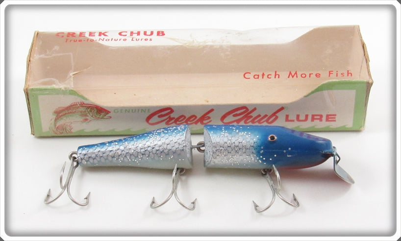 Vintage Creek Chub Blue Flash Plastic Jointed Pikie Lure In Box
