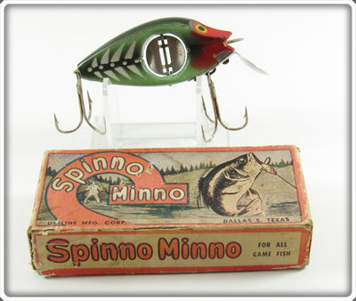 Uniline Mfg Co. Green White Ribs Spinno Minno In Unmarked Box