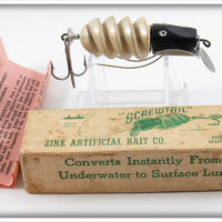 Zink Artificial Bait Co. Black & White Screwtail In Brown Crab Box