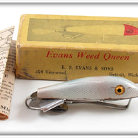 Vintage E. S. Evans & Sons Pearl Weed Queen Lure In Box