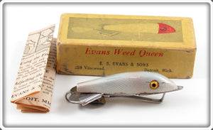 Vintage E. S. Evans & Sons Pearl Weed Queen Lure In Box