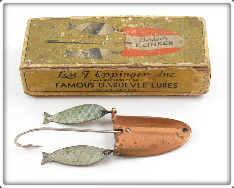early copper fishing lure Vintage Lou Eppinger Copper Dardevle Klinker Lure In Box For Sale
