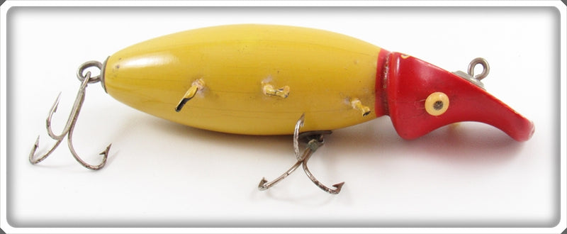 Vintage Moonlight Bait Co. Yellow & Red Ladybug Wiggler Lure For