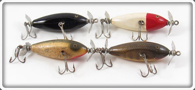 Creek Chub Black, Red Head, Silver Flash & Pikie Scale Spinning Injured Minnow Lot