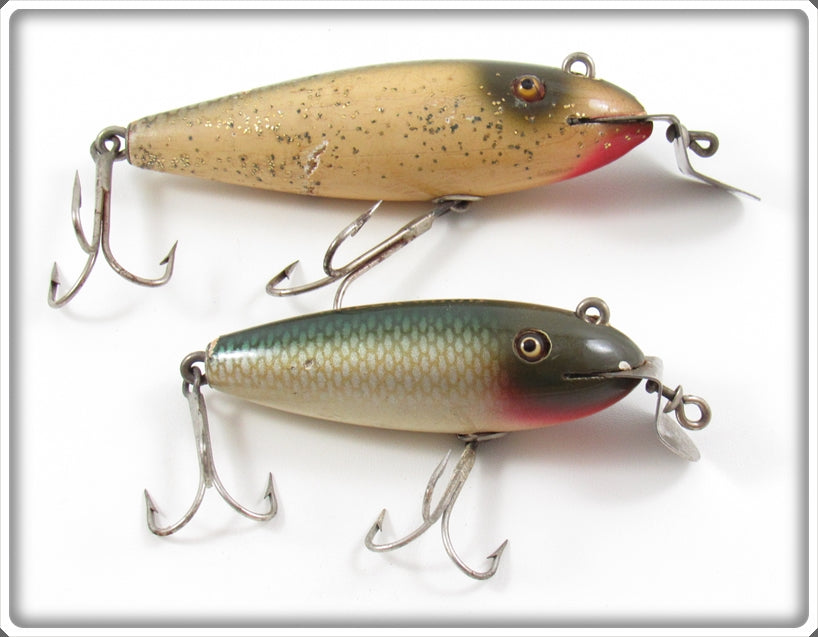 Vintage Creek Chub Silver Flash Wiggler & Chub Baby Wiggler Lure Pair