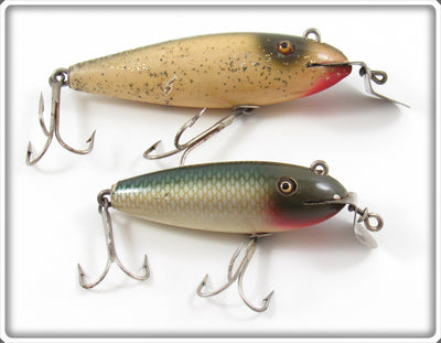 Vintage Creek Chub Silver Flash Wiggler & Chub Baby Wiggler Lure Pair