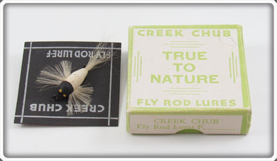 Vintage Creek Chub White Black Head Fly Rod Hum Bird Lure In Box F301