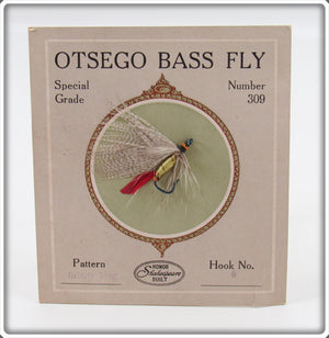 Vintage Shakespeare Grizzy King Otsego Bass Fly Lure On Card 