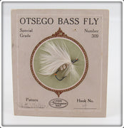 Vintage Shakespeare White Miller Otsego Bass Fly Lure On Card