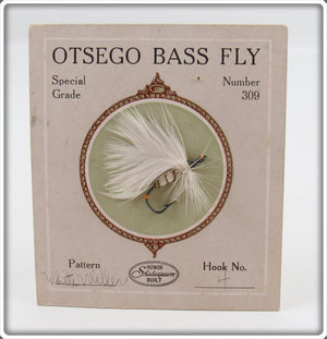 Vintage Shakespeare White Miller Otsego Bass Fly Lure On Card