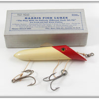 Vintage Harris Fish Lures White Red Head Size 4 Salmon Plug In Box